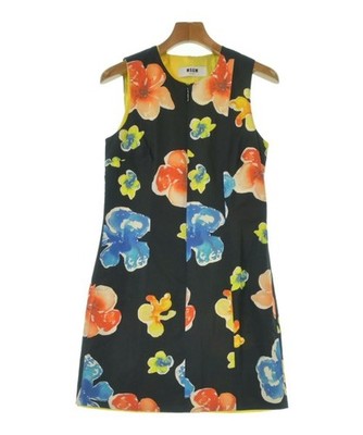 MSGM Dresses BlackxYellowxBlueetc.(Flower Pattern) 40(Approx. M) 2200624070085