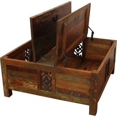 Moti Trinidad 40'' Reclaimed Solid Wood Box Cocktail Table in Multi-Color