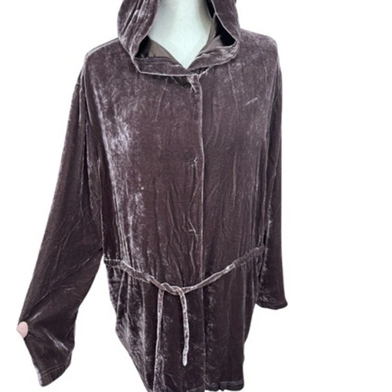 Terciopelo y seda "J.JILL", chaqueta, capucha, botones grandes a presión, gótico, hada caprichosa, Foto 2 de 4