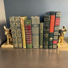 Lot Antique And Vintage Green Gold 9 Books Book Decor Staging 12” Shelf Space