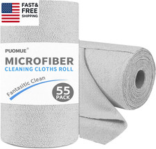 55 Pack Microfiber Cleaning Cloth Roll, Tear Away Reusable Towels, 11" X 9", Ult