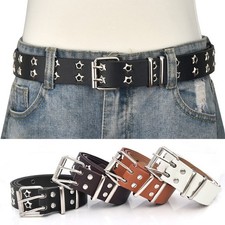 Womens Wide Waist Belt Double Buckle PU Leather for Dresses Jeans Outfits