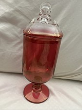Bonbonnière et couvercle vintage rouge rubis
