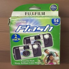 Vtg FujiFilm 35mm Disposable Cameras FLASH PACK of 2 w/ 54 Exposures QuickSnap