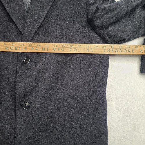 Joseph JOS A BANK 38 R Excutive Collection Long Overcoat Mens Gray Button Front - Picture 5 of 14