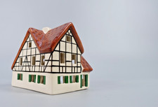 Leyk Lichthaus Haus 1997 Zwerchgiebel Haus Kerzenhaus signiert braunes Dach