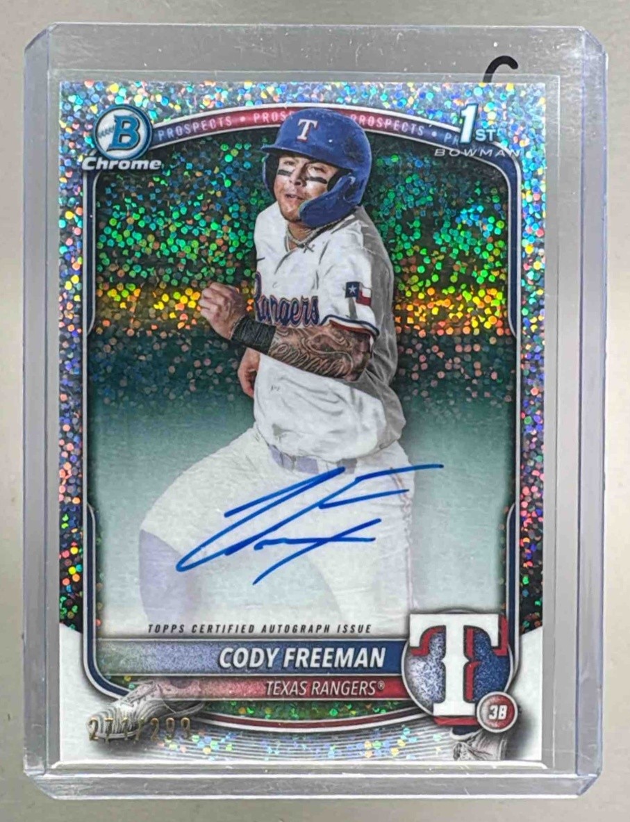 Cody Freeman 2025 Bowman #CPA-CFR Speckle Refractor Chrome Auto 1st RC /299