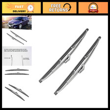Universal 12 Windshield Wiper Blades Set - Stainless Steel Polished Silver Fr