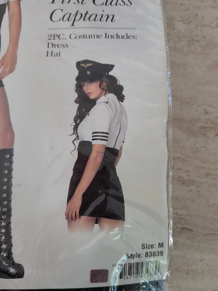 Sexy Disfraz de Capitán Piloto Asistente Halloween Primera Clase Mediano Nuevo Foto 4 de 4