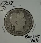 1908-D Barber Silver Half Dollar