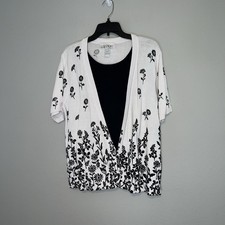 C.O. SPORT Cardigan Sweater with Faux Shirt Under Size L