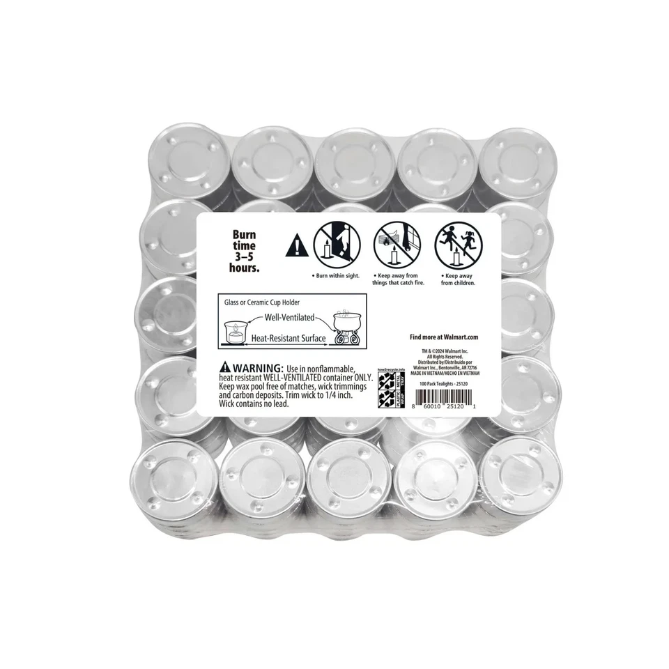 Белые свечи Mainstays для помещений и улицы без запаха, 100 штук - Изображение 3 из 4