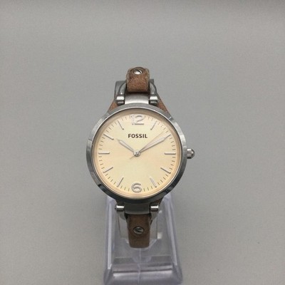 Fossil Womens Watch 32mm Silver Tone Brown Leather ES2830