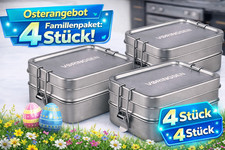 4x Premium XL Edelstahl Brotdose Bento Box  1600 ml Set - hochwertig verarbeitet