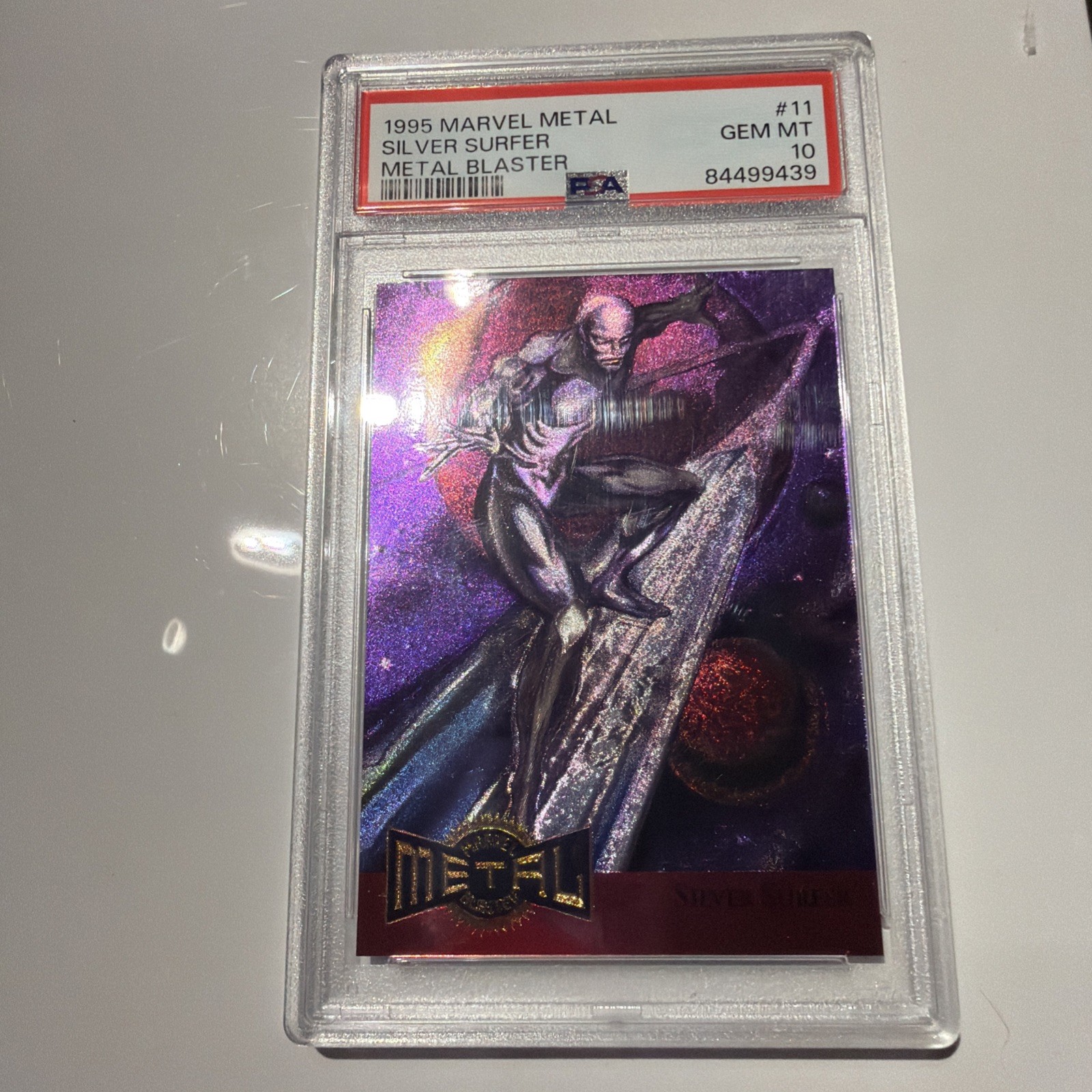 1995 Marvel Metal Blaster #11 Silver Surfer PSA 10 💎 🔥 RARE 🔥 view 3