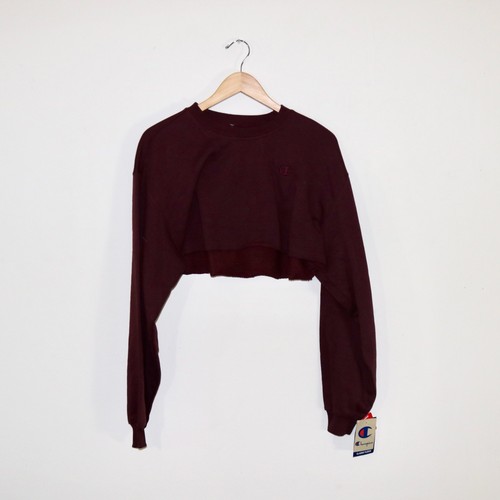 NWT! Size: S Champion UO Exclusive Classic Fleece Cropped Top in Maroon/Burgundy - Picture 3 of 9