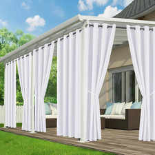 White Outdoor Curtains for Patio Waterproof - 6 Panels Privacy Weatherproof outs