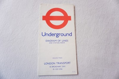 1977 Nr. 1 London Transport Underground Map Diagram of Lines Tube Ref 12.76 VGC