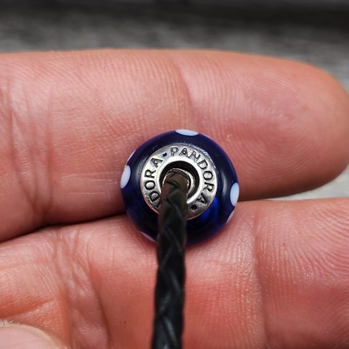 New Authentic PANDORA 925 Braided Leather Charm Bracelet - Picture 4 of 11