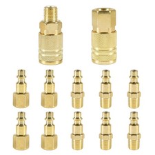 12Pcs Air Coupler and Plug Kit 1/4 Inch NPT Brass Air Hose Fittings Brass Quick
