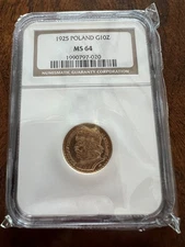 1925 Poland Gold 10 Zlotych Boleslaw Chrobry NGC MS 64