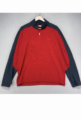 Icebreaker Merino 320 1/4 Zip Base Layer, Men s Size L, Red and Grey