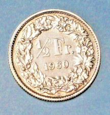 SWITZERLAND  ( 1 ) COIN 1/4 FRANC  1960 B  EXTRA FINE/ALMOST UNC 0.8350 SILVER