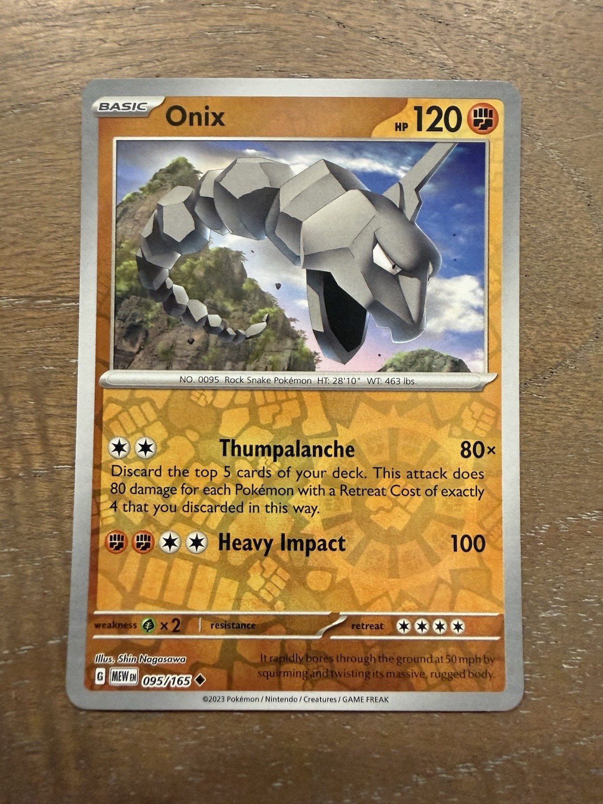 Pokemon TCG 151 Reverse Holographic Onix 095/165 Near Mint