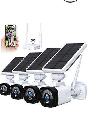 Solar Security Camera System Outdoor Wireless WiFi 4 Pack, 3MP Solar Powered