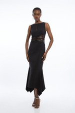 Karen Millen Bodycon Midi Dress UK10 in Black RRP £199