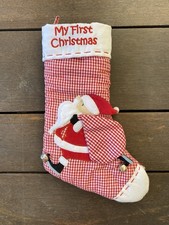 Pottery Barn? Babys My 1st Christmas Embroidered Stocking Santa Claus Fur Beard
