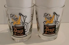2 Osborne Kemper Thomas High Ball Glasses Paris, Prosit  MCM Great Condition