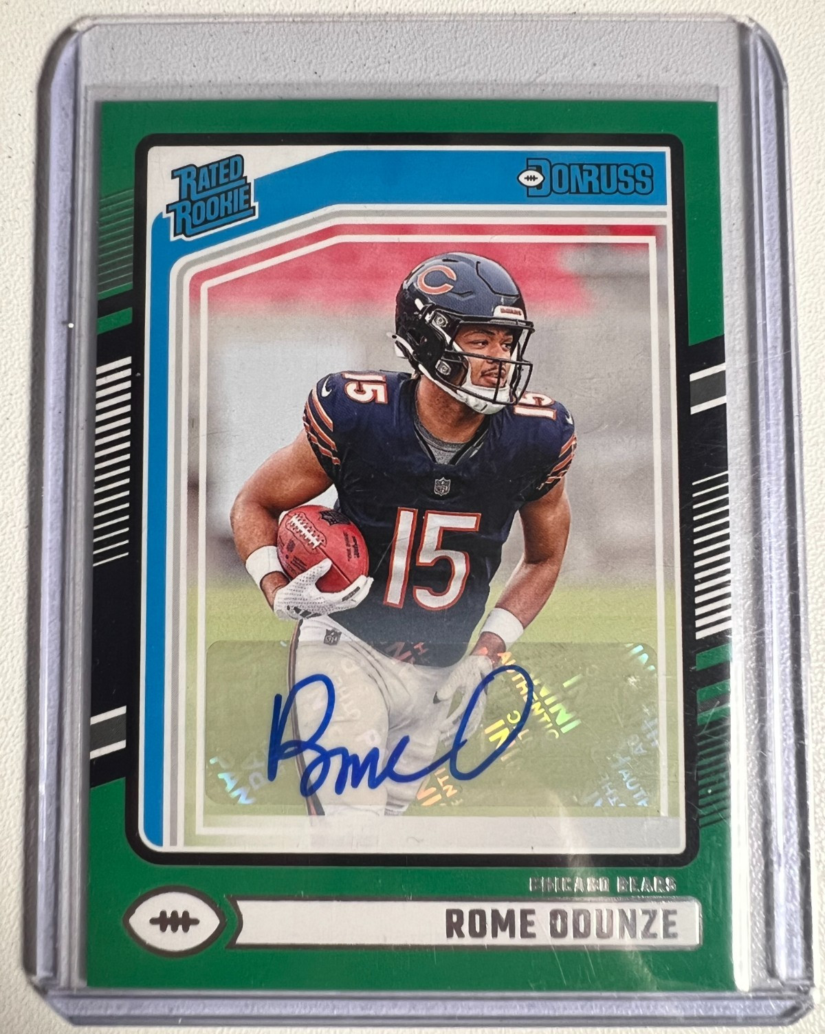2024 Panini Donruss - Rated Rookie Rome Odunze #309 Green Autographs (AU, RC)
