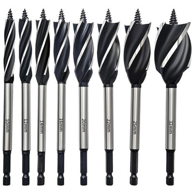 HPMAISON Holzbohrer Set 8 Stück 1/4 Zoll Sechskant Schneckenbohrer 10-32mm Kit