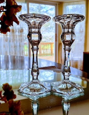 Royal Doulton ''Concord'' Finest Crystal Tapered Candleholders 7  Tall Set of 2