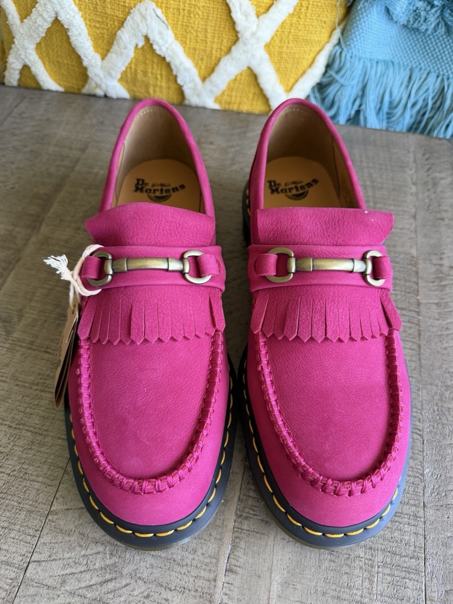 Dr.Martens ローファー　ADRIAN SNAFFLE Dr Martens Adrian Snaffle Fuchsia Pink Nubuck Leather Loafers Size