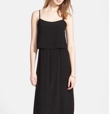 NWT Madewell Black 100% Silk Overlay Cami Slip Dress Size 8