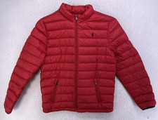 Polo Ralph Lauren Boys Large 14-16 Red Puffer Jacket Quilted Full Zip Pony Logo