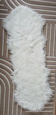 Kunstfell Fell Weiß Bettvorleger Sofa / Sessel Überwurf XL 155cm×55cm Neuwertig