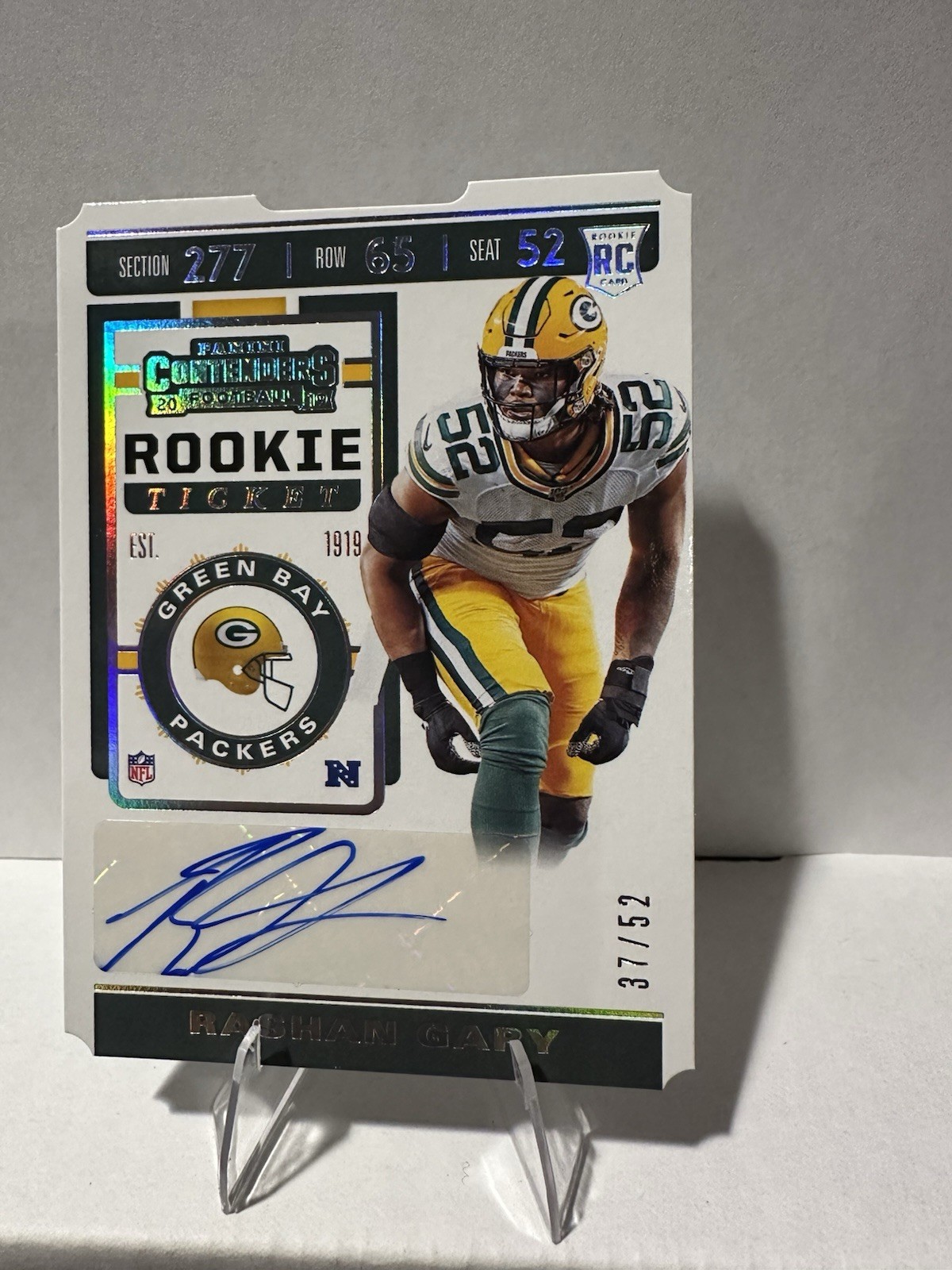 Rashan Gary Panini Contenders #246 Autograph-Ticket Stub