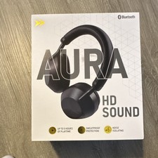 Aura HD Sound Bluetooth Headphones Noise Isolating Sweatproof Adjustable Black