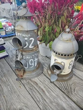 Crafted License Plate Birdhouse Metak Handmade Lot Of 2