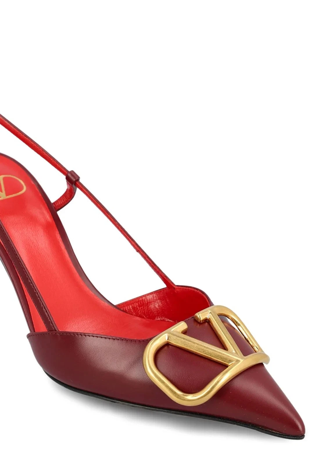Valentino — $1295 Valentino VLogo Signature Pointed Toe Pumps ,Red Gold, Size IT39