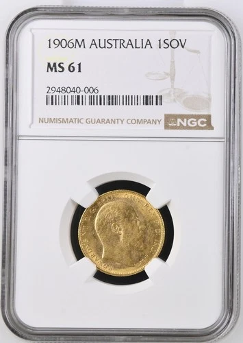 1906 M AUSTRALIA GOLD 1SOV NGC MS61