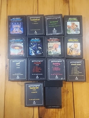Atari 2600 14 Game Lot. Space Invaders Asteroids And More