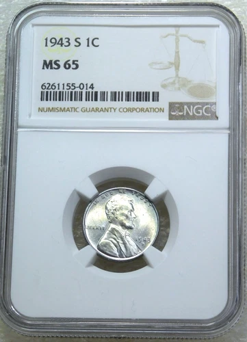 1943-S Lincoln Steel Cent NGC MS65 Superb Frosty Luster, PQ New Holder #K466Z