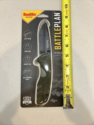 Smith's 50996 Battle Plan Liner Lock 420 Stainless OD Green Folding Knife