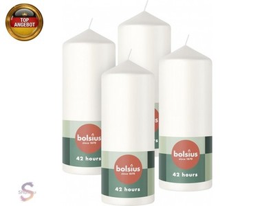 Smooth Pillar Candles - White - Pack of 4 - 15 x 6 cm - Decorative Household