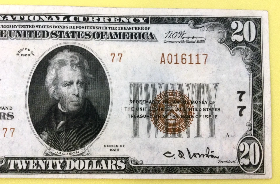 1929 - 20$, Brown Seal, Type 2, F1802-2, Pittsburg Penn., Low Serial #, XF+ - AU - Image 2 of 4