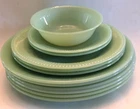 Vtg 1940's Fire King Glass Jadeite Jane Ray Ribbed 12 pc lot ~ Plates, bowl